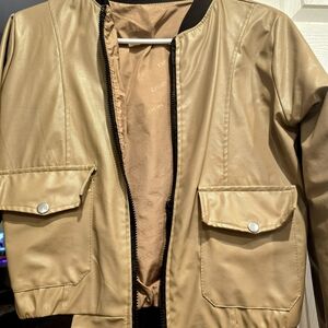 Tan Bomber Jacket with Pockets